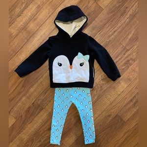Girls 4T Penguin hoodie & leggings set, Gymboree, winter Valentine’s Day